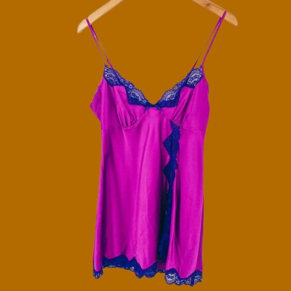 In Bloom Other - In Bloom Purple Silky Lace Trim Lingeire Chemise Slip